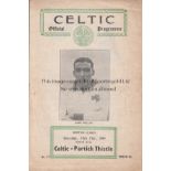 CELTIC Programme Celtic v Partick Thistle 19th March 1949. Light horizontal fold. No writing.