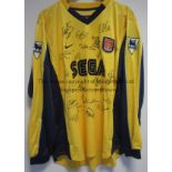 MARTIN KEOWN / ARSENAL MATCH WORN SHIRT / FULLY SIGNED Yellow long sleeves worn in the Arsenal