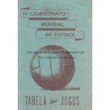 1950 WORLD CUP Unusual item, four page card fixture schedule for the 1950 World Cup in Brazil.