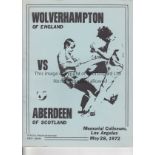 WOLVES - ABERDEEN 1972 Programme, Wolves v Aberdeen, 28/5/72 at Memorial Coliseum, Los Angles,