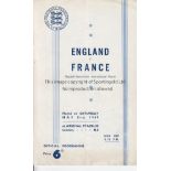 ENGLAND V FRANCE 1947 AT ARSENAL Programme for the International match 3/5/1947, very slight
