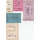 LIVERPOOL TICKETS Six match tickets for games involving Liverpool , home v West Ham 30/3/63 (Cup),