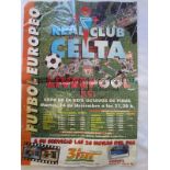 CELTA - LIVERPOOL 98 Celta Vigo v Liverpool match poster 24/11/98, UEFA Cup, folds, creased. Fair