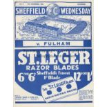 SHEF WED - FULHAM 1938 Sheffield Wednesday home programme v Fulham, 27/12/1938, ex bound volume.