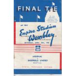 1936 FA CUP FINAL Official programme 1936 Arsenal v Sheffield United. Score noted, marks to rusty