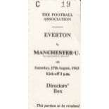 CHARITY SHIELD 63 Match ticket, Everton v Manchester United, 17/8/63, Charity Shield, Directors
