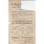 DULWICH - BISHOP AUCKLAND 1920 Single sheet Dulwich Hamlet home programme v Bishop Auckland, 14/2/