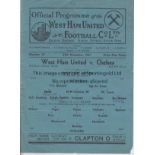 WEST HAM - CHELSEA 43 Single sheet West Ham home programme v Chelsea, 27/12/43, slight folds, team
