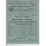 WEST HAM - SHEFFIELD UTD 1937 West Ham home programme v Sheffield United, 1/5/1937, final game of