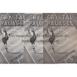 CRYSTAL PALACE 47/8 Three Crystal Palace home programmes, 47/8, v Exeter, Torquay and Swindon,