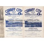 CARDIFF CITY Three Cardiff City home programmes, 1st team v Leicester 49/50 and Reserves v Ipswich