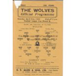 WOLVES - CARDIFF CITY 45 Single sheet Wolves home programme v Cardiff City, 21/4/45, Football League