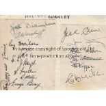 BURNLEY 46-7 Album sheet containing 14 Burnley autographs, 46/7 including the Cup Final team plus