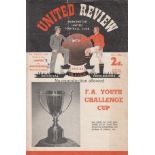 1956 YOUTH CUP FINAL Manchester United home programme v Chesterfield, 30/4/56, Youth Cup Final,