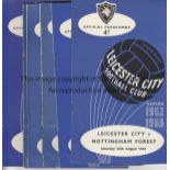 LEICESTER CITY 62-3 Twenty one Leicester home programmes , 62-3, all League games (set). Some folds.