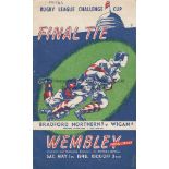 RUGBY LEAGUE CUP FINAL 1948 Official programme, Bradford Northern v Wigan, 1/5/48, Cup Final, team