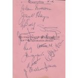 BURNLEY 46-47 Album page signed by 11 Burnley players 46/7 including Potts, Mather, Brown,