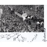 ARSENAL 1970/1 DOUBLE AUTOGRAPHS A 12" X 10" black & white photograph of the Arsenal team on an open