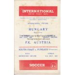 AUSTRIA - HUNGARY 1957 Scarce Australian Soccer Weekly news programme, Hungary (Ferencvaros) v F.