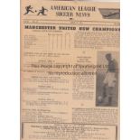 MANCHESTER UNITED 1952 Issue of American League Soccer News dated April 27th 1952 with front page