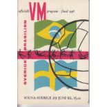 1958 WORLD CUP FINAL Official programme, 1958 World Cup Final, Sweden v Brazil, 29/6/58 in