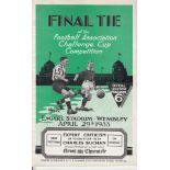 1933 FA CUP FINAL Everton v Manchester City played 29 April 1933 at Wembley Stadium. Official