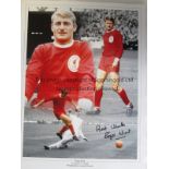 ROGER HUNT / LIVERPOOL A large 16" X 12" signed colour print of Hunt with proof of signing. Good