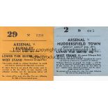 ARSENAL TICKETS Two home tickets in the 1970/1 Double season v Huddersfield Town and Burnley.