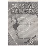 CRYSTAL PALACE - ABERDEEN 48 Crystal Palace home programme v Aberdeen, 1/5/48, friendly. minor