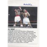 MUHAMMAD ALI AUTOGRAPH An A4 colour photocopy of a BBC2 advertisement for Ali Night with action