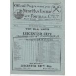 WEST HAM - LEICESTER 1936 West Ham home programme v Leicester, 26/9/1936, pencil score, changes,