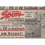 1965 EUROPEAN CUP QUARTER FINAL FC Koln v Liverpool (1st Leg) played 10 February 1965 in Cologne.