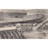 SCOTLAND - ENGLAND 1908 Postcard showing a large crowd at Hampden before the match v England 4/4/