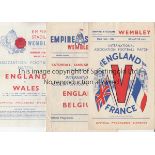 ENGLAND Three England home programmes, v Wales 27/2/43, (slight wear along fold), v France 26/5/45