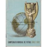 1962 WORLD CUP Tournament programme, similar in colour and size to the official tournament programme