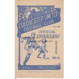 COLCHESTER - WREXHAM 47 Four page Colchester home programme v Wrexham, 13/12/47, FA Cup,