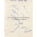 PRESTON Nine Preston North End signatures from the 1954/55 season on blank paper. Generally good