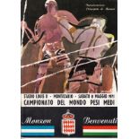 BOXING Scarce programme, Monzon v Benvenuti, 8/5/71 in Monte Carlo, World Middleweight title fight