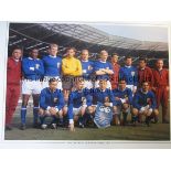 DENIS LAW 1963 Col 16 x 12 photo-edition, showing an image of Rest of the World X1 lining up for a