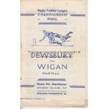 RL CHAMPIONSHIP FINAL 47 Official programme , Rugby League Championship Final, Dewsbury v Wigan,