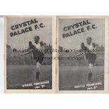 CRYSTAL PALACE 46/7 Two Crystal Palace home programmes, 46/7, v Notts County and v Walsall, slight