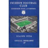 EVERTON - CHELSEA CUP 55-6 Everton home programme v Chelsea, 18/2/56, FA Cup (wrongly dated inside