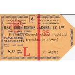 1970 FAIRS CUP FINAL TICKET First leg ticket at Anderlecht v Arsenal 22/4/1970. Good