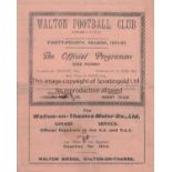 WALTON FC 1931-32 Walton FC home programme v Beddington Corner, 5/3/1932, Surrey Senior League