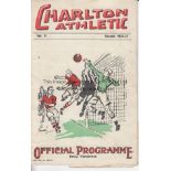 CHARLTON - STOKE 1936-37 Charlton home programme v Stoke, 7/9/1936, Division 1, slight marks. Fair-
