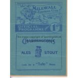 MILLWALL - FULHAM 1939 Millwall home programme v Fulham, 11/2/1939, minor hole on back cover.