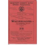 NEWPORT - CLAPTON ORIENT 1936 Newport County home programme v Clapton Orient, 5/12/1936, Division