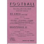 WARTIME NORTH AFRICA Single sheet programme, 55 Area v Diagonals XI, 25/2/45 , played in North