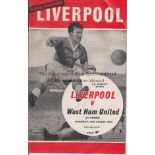 CHARITY SHIELD 64 Liverpool home programme v West Ham, 15/8/64, Charity Shield, slight fold to