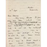 CRICKET Bernard Howlett (1898-1943, killed in action in Italy), Kent 1922-28, hand-written letter,